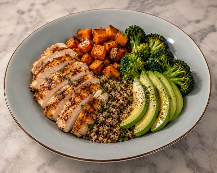 Chicken sweet potato power bowl